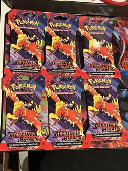 6 Pokemon Destined Rivals Sealed Sleeved Booster Packs | Art Shown - US Seller - Image 1