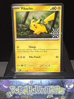 Pokemon Card Pikachu 025/165 Stamped Promo Holiday Calendar 2025 Snowflake NM - Image 1