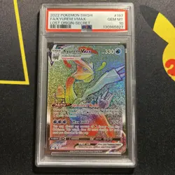 PSA 10 Kyurem Vmax 197/196 -Graded Rainbow Rare Pokemon Card- Lost Origin (8s) - Image 1