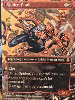 Spider - Punk Borderless -MTG Spiderman- NM- Rare - Image 1