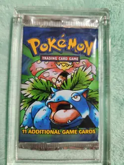 POKEMON BASE SET (Venusaur Art) SEALED Booster Pack BLACK TRIANGLE ERROR - Image 1