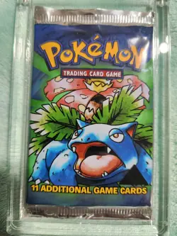 POKEMON BASE SET (Venusaur Art) SEALED Booster Pack BLACK TRIANGLE ERROR - Image 2