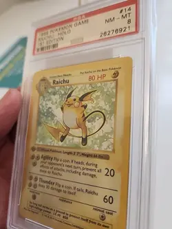 1999 POKEMON BASE SET 1ST EDITION #14 RAICHU-HOLO PSA 8 - Image 5
