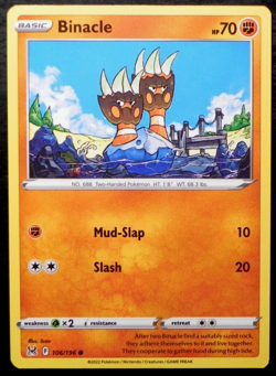 Pokemon Sword & Shield Lost Origin 106 Binacle COMMON ENGLISH - Image 1
