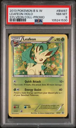 2013 POKEMON BLACK STAR PROMO LEAFEON #BW87 HOLO FOIL PSA 8 NM-MT #105241530 - Image 1