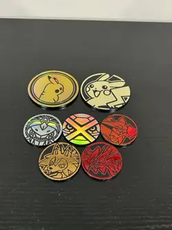 Lot of 7 Pokemon Coins Pikachu Metagross Lycanroc Yveltal Volcanion Genesect - Image 2