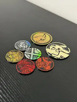 Lot of 7 Pokemon Coins Pikachu Metagross Lycanroc Yveltal Volcanion Genesect - Image 3