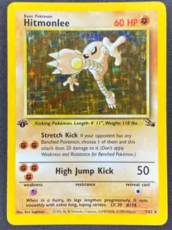 Pokemon Hitmonlee 7/62 FO Fossil 1st Edition LP - Image 1