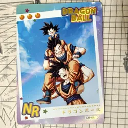 Goku Carries Gohan & Goten Cute Dad & Sons Thick Holo Foil Dragon Ball Card DBZ - Image 3