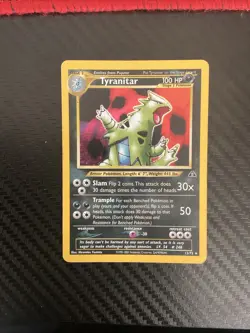 Pokemon TCG Tyranitar Holo Rare Card 12/75 Neo Discovery Damaged - Image 1