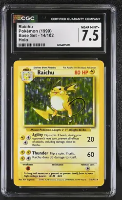 CGC 7.5 Raichu 1999 Base Set 14/102 Holo Pokemon Card - Image 1