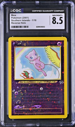 CGC 8.5 Mew 2001 Southern Islands 1/18 Reverse Holo SWIRL Pokemon Card psa - Image 1