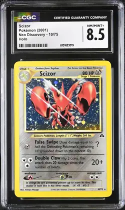 CGC 8.5 Scizor 2001 Neo Discovery 10/75 Holo Pokemon Card psa - Image 1