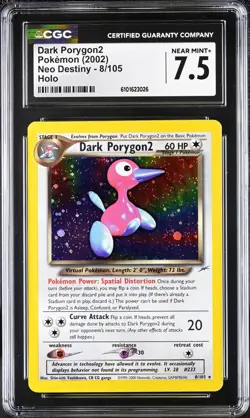 CGC 7.5 Dark Porygon2 Neo Destiny 8/105 Holo SWIRL Pokemon Card psa - Image 1
