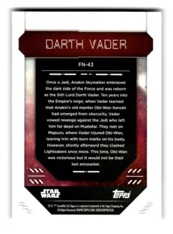 2023 Topps Finest Star Wars Trading Card #FN-43 Darth Vader - Image 2