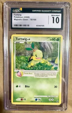 Pokemon TCG Turtwig 78/100 D&P: Majestic Dawn 2008 CGC GEM MINT 10 - Image 1