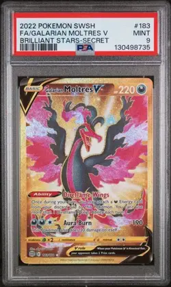 2022 POKEMON SWORD & SHIELD BRILLIANT STARS FULL ART/GALARIAN MOLTRES V PSA 9 - Image 1