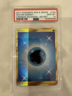 Water Energy PSA 10 Crimson Invasion Pokemon Secret Rare! Gold/shiny! - Image 1