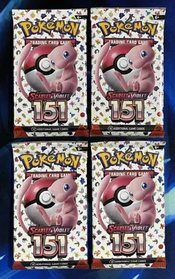 Pokemon English 151 Booster Pack Lot X4 2023 Scarlet & Violet Nm Mint Mew - Image 1