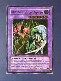 Yugioh Elemental Hero Flame Wingman TLM-EN035 Ultimate Rare 1st Edition LP - Image 1