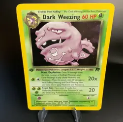 Dark Weezing 14/82 - First Edition Holo Rare MP Creased Vintage Pokemon Card - Image 1