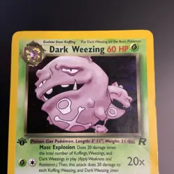 Dark Weezing 14/82 - First Edition Holo Rare MP Creased Vintage Pokemon Card - Image 2