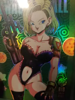 RARE ANDROID 18 DRAGON BALL R18 RAINBOW FOIL WAIFU ANIME CARD - Image 4