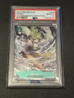2024 One Piece Monet Championship Event Promo Card PSA 10 OP05-036 - Image 1