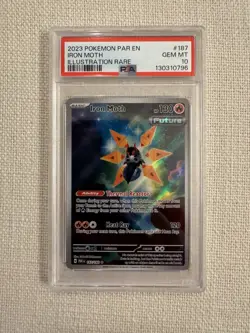 2023 POKEMON PARADOX RIFT #187/182 IRON MOTH ILLUSTRATION RARE PSA 10 - Image 1