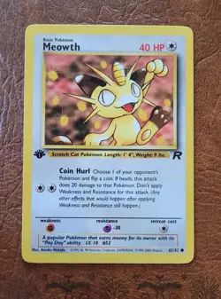 Meowth #62/82 Team Rocket 1st Edition Pokemon TCG - Image 1