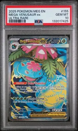 2025 POKEMON MEG EN-MEGA EVOLUTION ULTRA RARE #155 MEGA VENUSAUR EX PSA 10 - Image 1