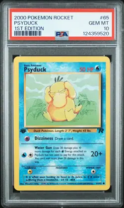 2000 POKEMON ROCKET 1ST ED #65 PSYDUCK PSA 10 - Image 1