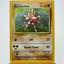 Hitmonchan - 7/102 - Base Set - Unlimited - Holo Rare - Pokemon - WOTC - Damaged - Image 1
