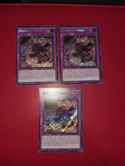Yugioh! 3x NM Dominus Purge INFO-EN078 (Secret Rare) 1st Edition - Image 1