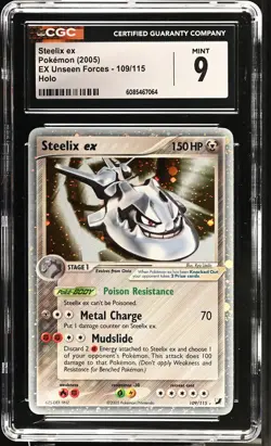 CGC 9 MINT Steelix ex 2005 EX Unseen Forces 109/115 Holo Pokemon Card - Image 1