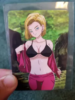 ANDROID 18 DRAGON BALL Z SEXY WAIFU FOIL ANIME CARD - Image 1