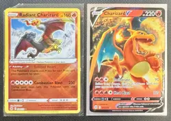 Pokemon Charizard 2 Card Lot TCG Pokemon Game Radiant V Holo Card Bundle Pokemon - Image 1