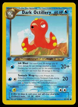 Pokemon Card - Dark Octillery 1st Edition Neo Destiny 62/105 Common - Image 1
