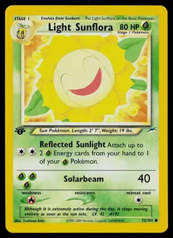 Pokemon Card - Light Sunflora 1st Edition Neo Destiny 72/105 Common - Image 1