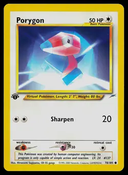 Pokemon Card - Porygon 1st Edition Neo Destiny 78/105 Common - Image 1