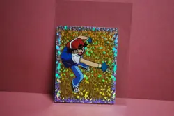 Merlin Topps Pokemon Sticker Ash Prism Holo #S26 Near Mint - Image 1