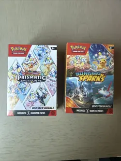 Pokemon Scarlet & Violet Prismatic Evolutions And Surging Sparks Factory Sealed - Image 1