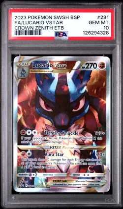 Pokemon TCG Lucario VSTAR Promo SWSH291 Crown Zenith PSA 10 Gem Mint - Image 2