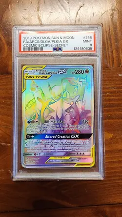 2019 Pokemon Sun & Moon Arceus & Dialga & Palkia Gx #258 PSA 9 - Image 1