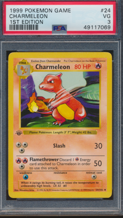 1999 Pokemon Game #24 Charmeleon 1st Edition PSA 3 CENTERED - Image 1