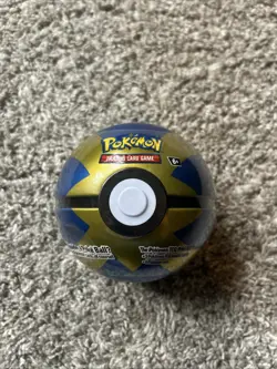 Pokemon TCG PokeBall Tin - Quick Ball H24 - Sealed New 3 Booster Packs & 1 Coin - Image 1