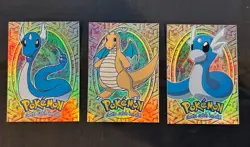 1999 Pokemon Topps Movie Dragonite Dragonair Dratini Rainbow Foil - NM/LP - Image 1