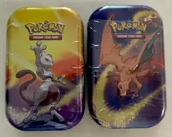 151 Mini Tin Lot x2 | 4x Packs Pokemon Sealed - Charizard & Mewtwo Tins - Image 1