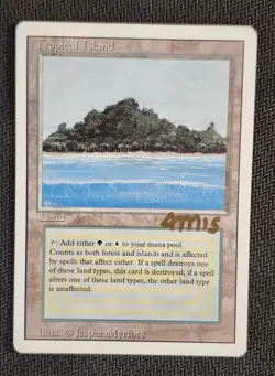 MTG Tropical Island Dual Land, Revised, Signed by Artist, NM/LP Condition - Image 1