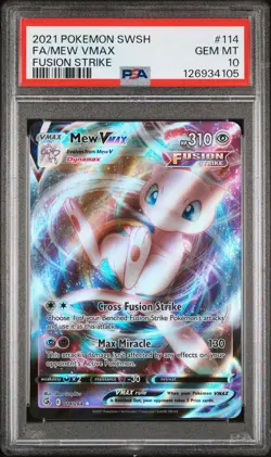 2021 POKEMON SWORD & SHIELD FUSION STRIKE #114 FULL ART/MEW VMAX PSA 10 - Image 1